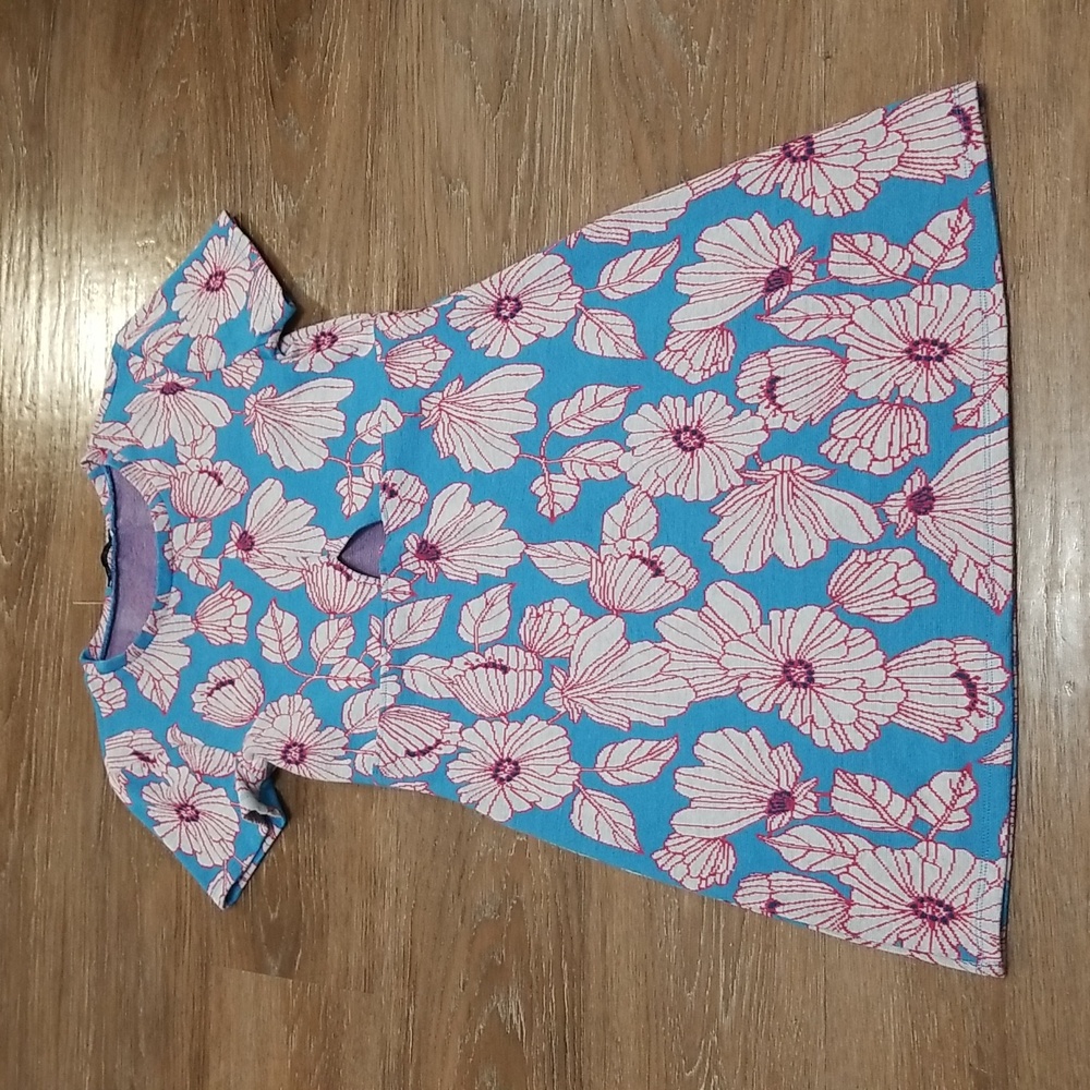 (M) ZARA Fit & Flare Knit Floral Print Keyhole Cut Out Mini Dress Vacation Beach